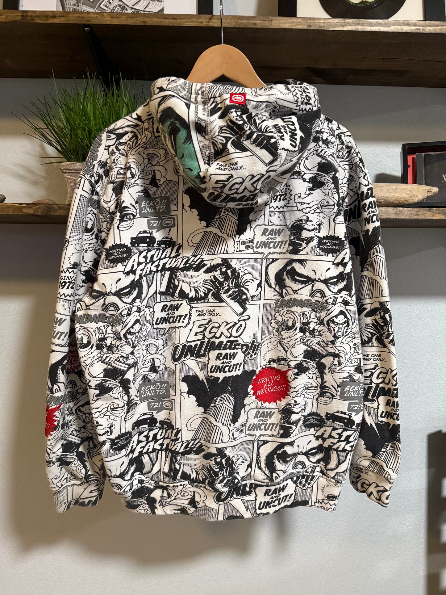 Ecko Unlimited Comic Strip Graphic Art All Over Hoodie - L