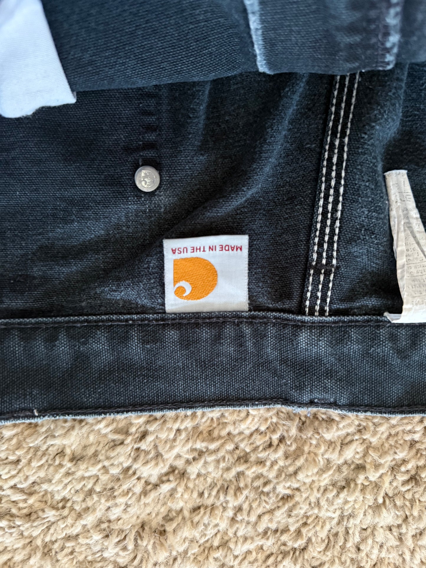 Vintage Carhartt Double knee carpenter Pants made in USA faded Bo1-Blk - 38x30