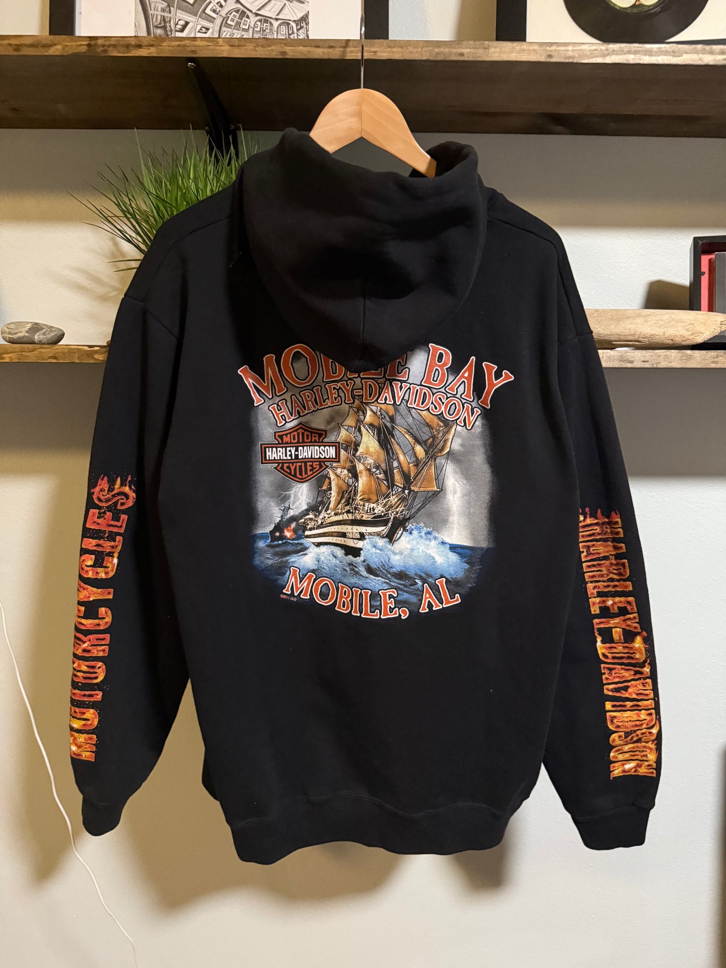 VTG Y2K Harley Davidson Flame Zip-Up hoodie - XL