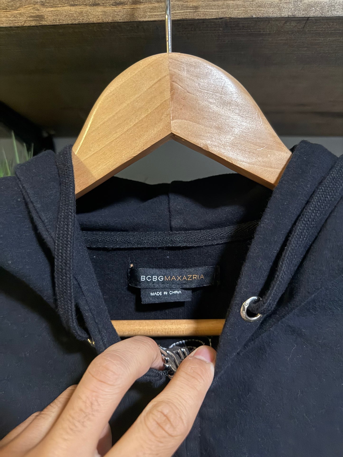 Black Y2K BCBG MAXAZRIA zip up hoodie rhinestone logo track