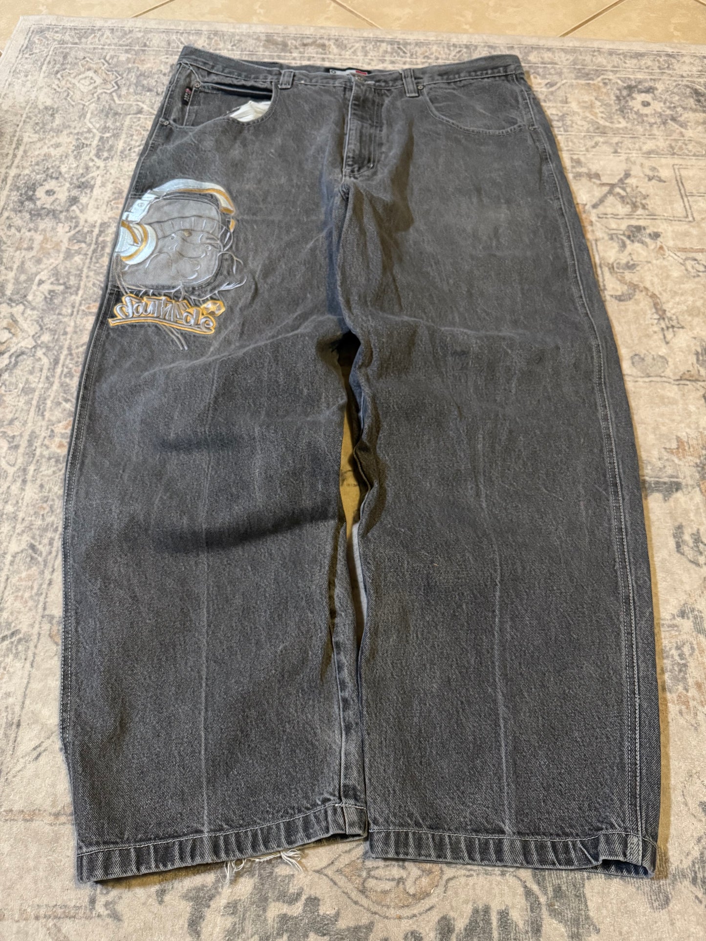 Y2K Baggy *rare* Southpole DJ Embroidered Denim Skate Jeans grunge - 42x30