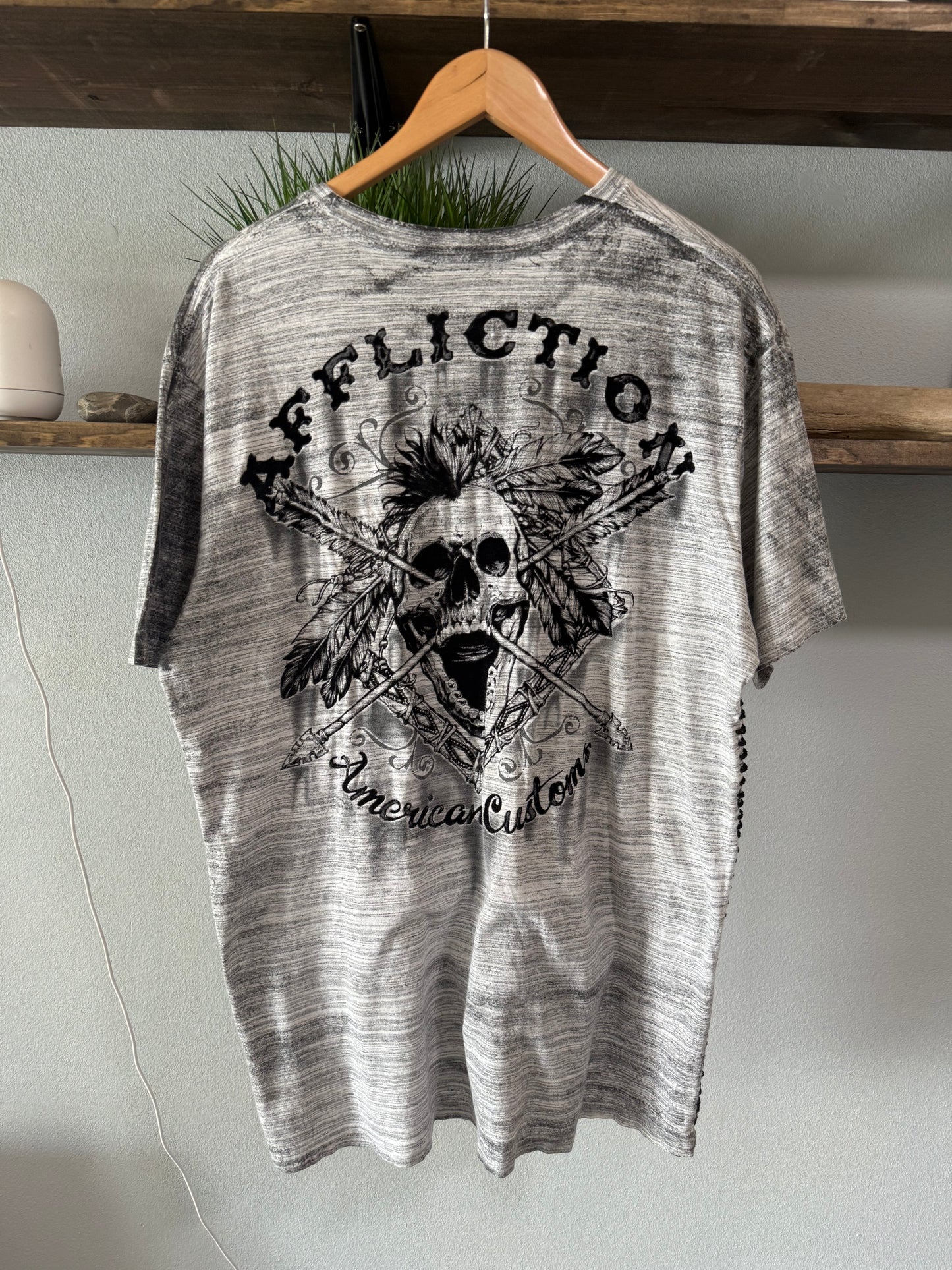 Y2K Affliction Skull Grunge Tee - XXL