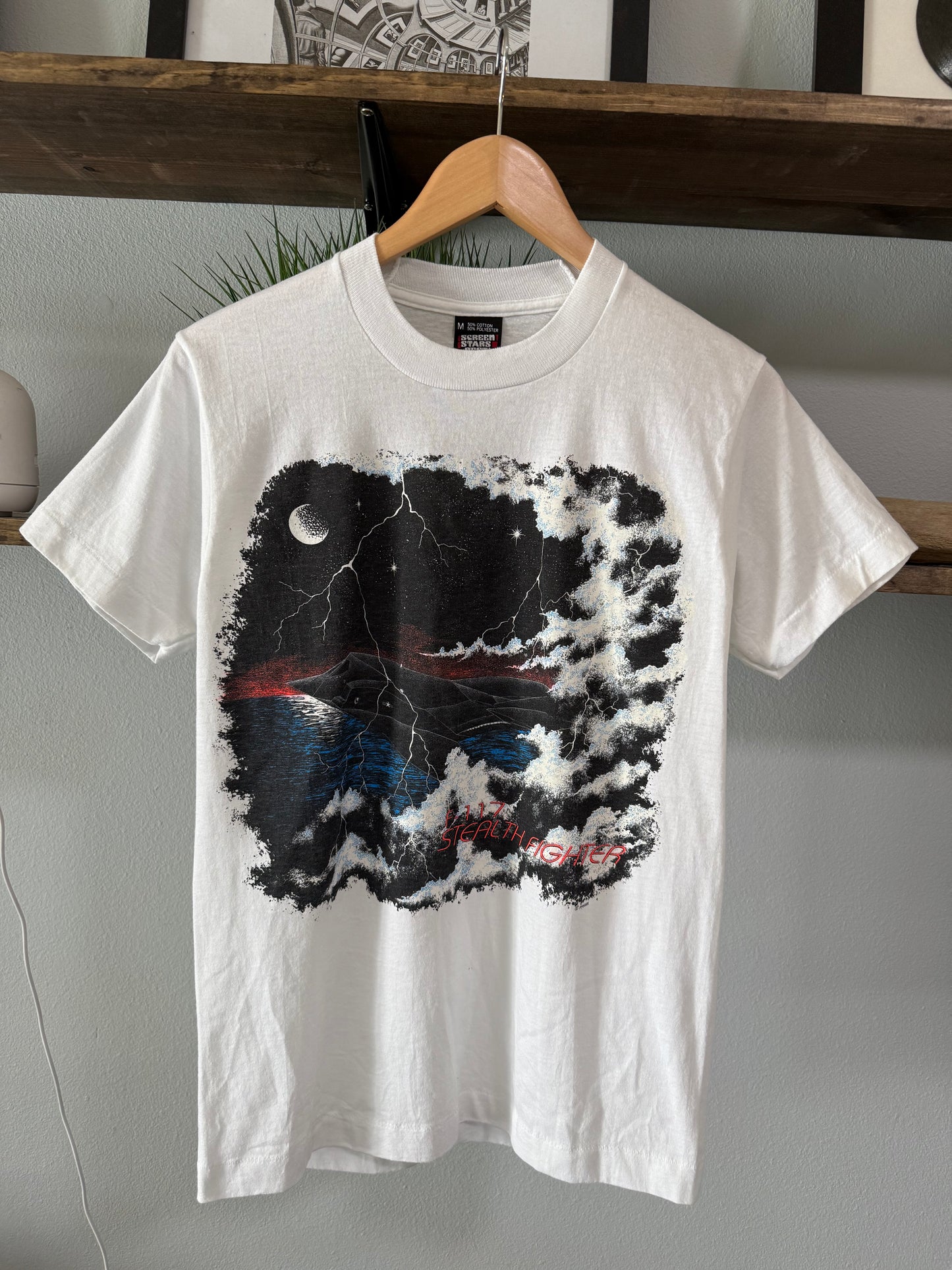 Vtg F-117 Stealth Fighter Jet Tee - M