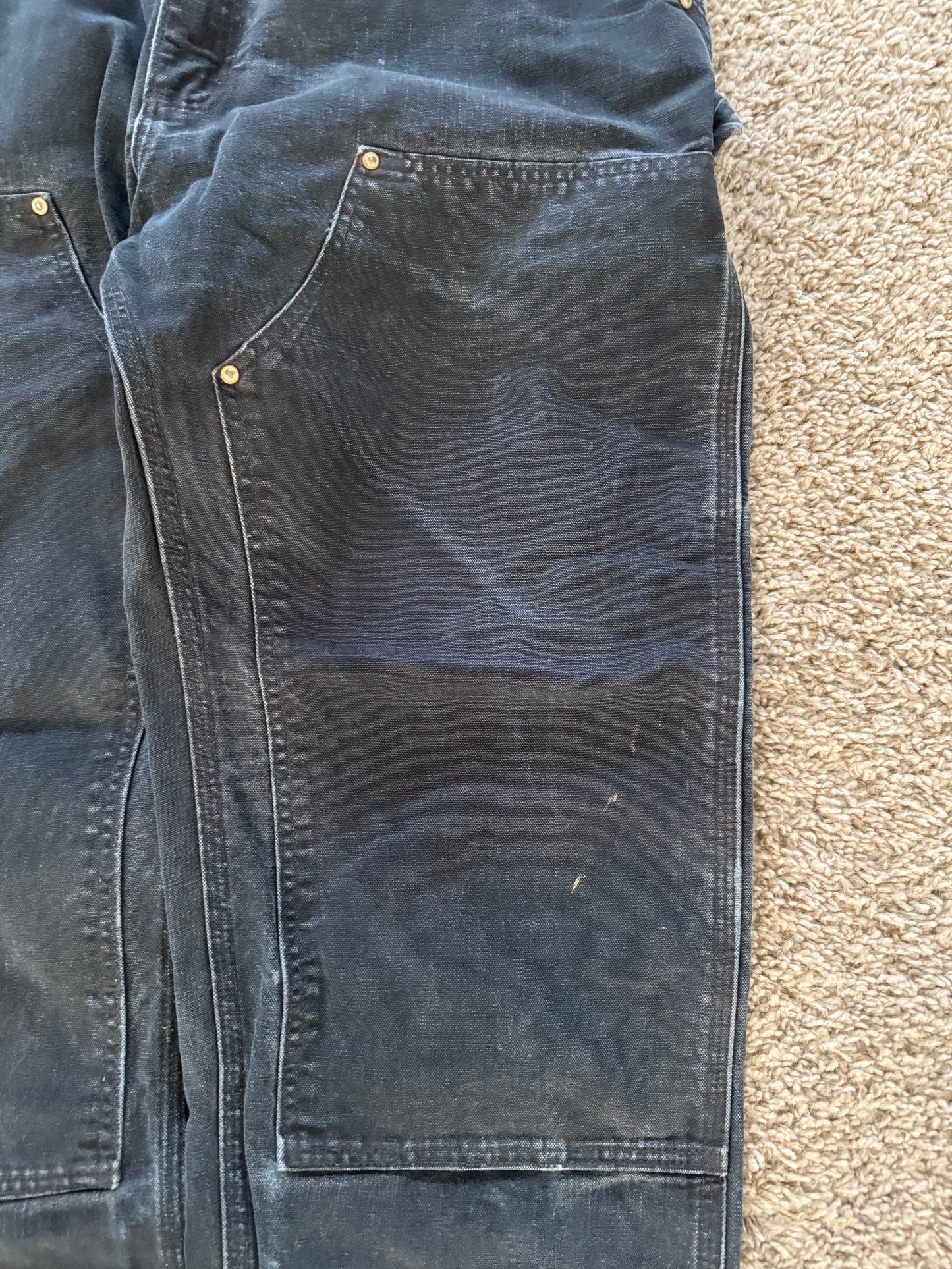 Vintage Carhartt Double knee carpenter Pants made in USA faded Bo1-Blk - 38x30