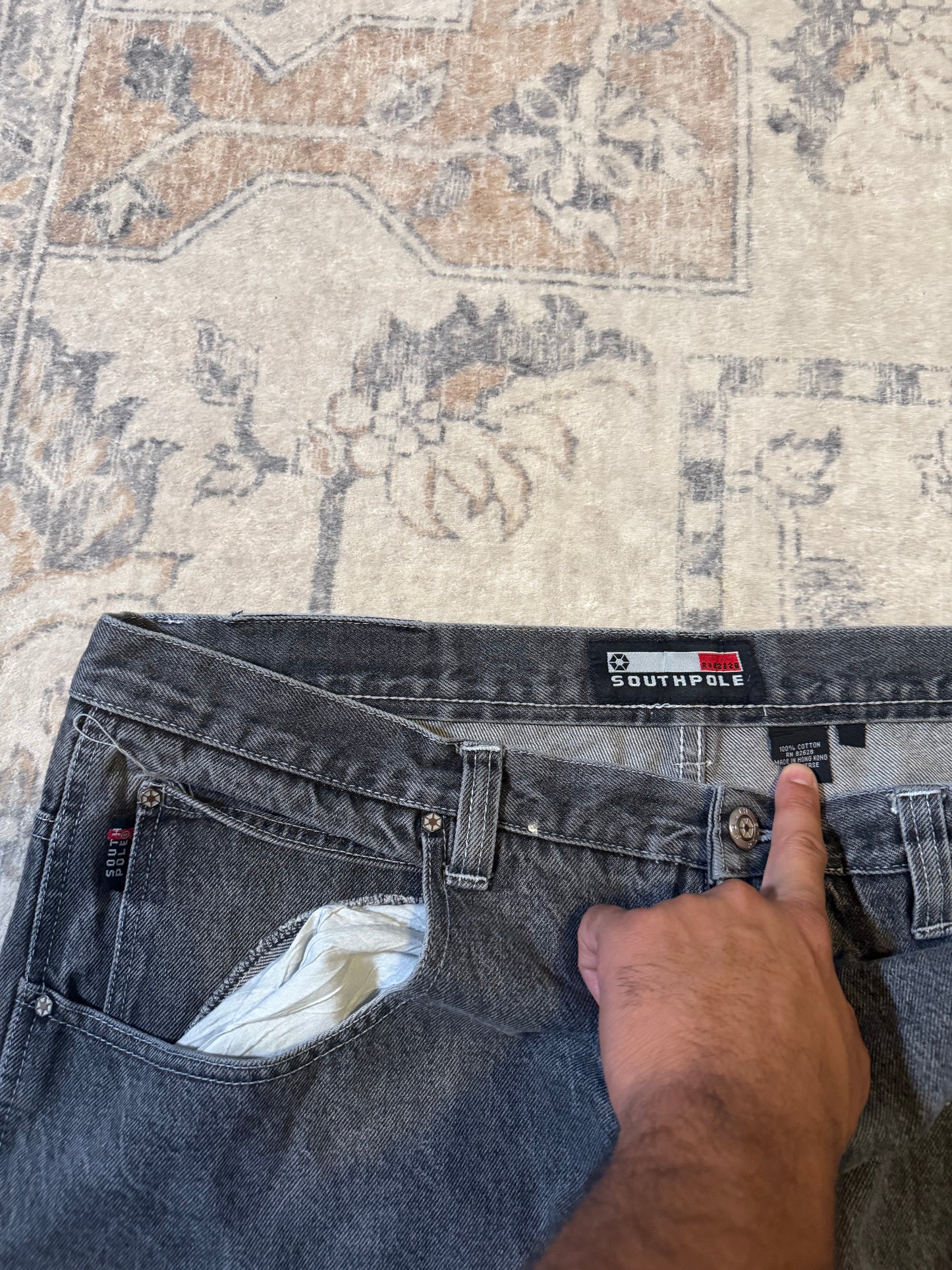 Y2K Baggy *rare* Southpole DJ Embroidered Denim Skate Jeans grunge - 42x30