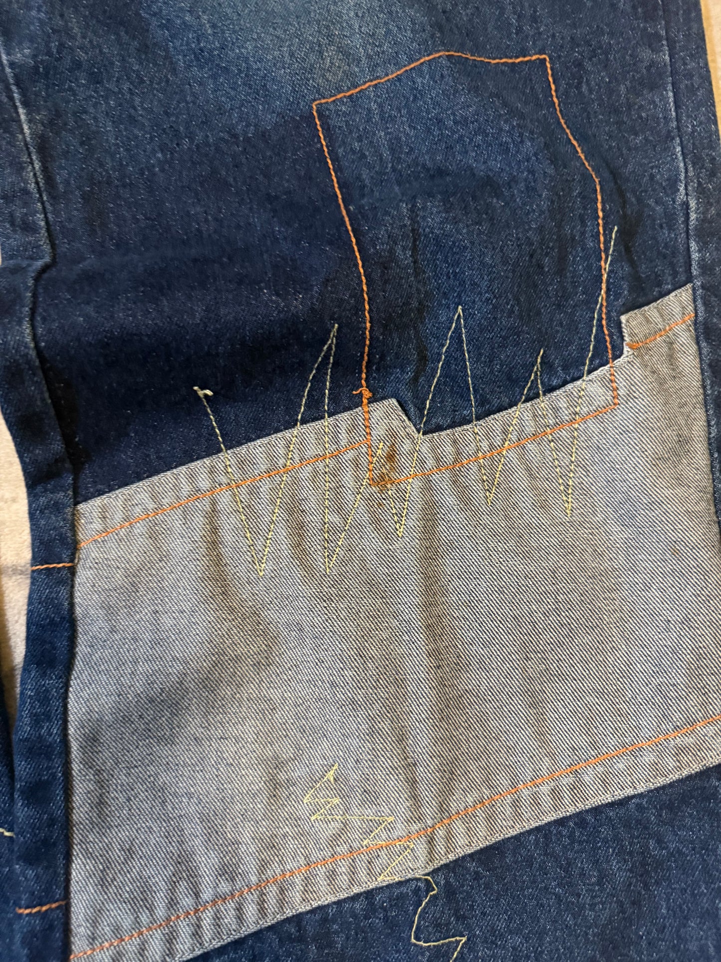 Y2K Vibes Gold Label Patchwork Baggy Jeans - 36x32