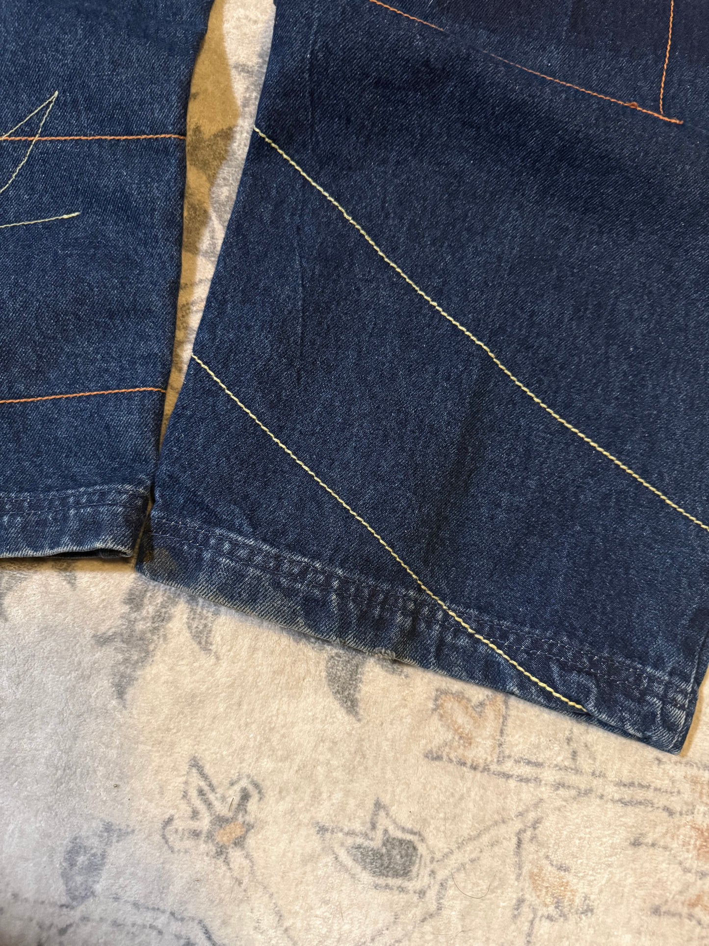 Y2K Vibes Gold Label Patchwork Baggy Jeans - 36x32