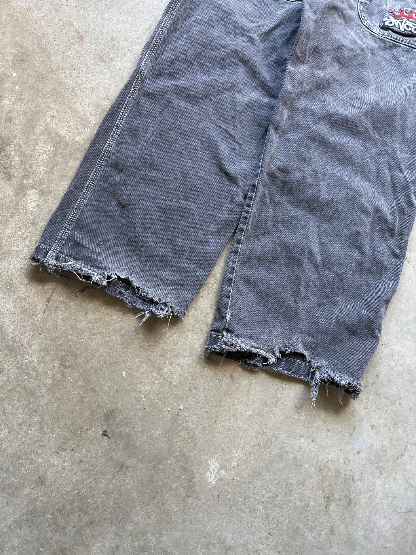 Vintage JNCO Crown Embroidered Black Jeans - 38x32