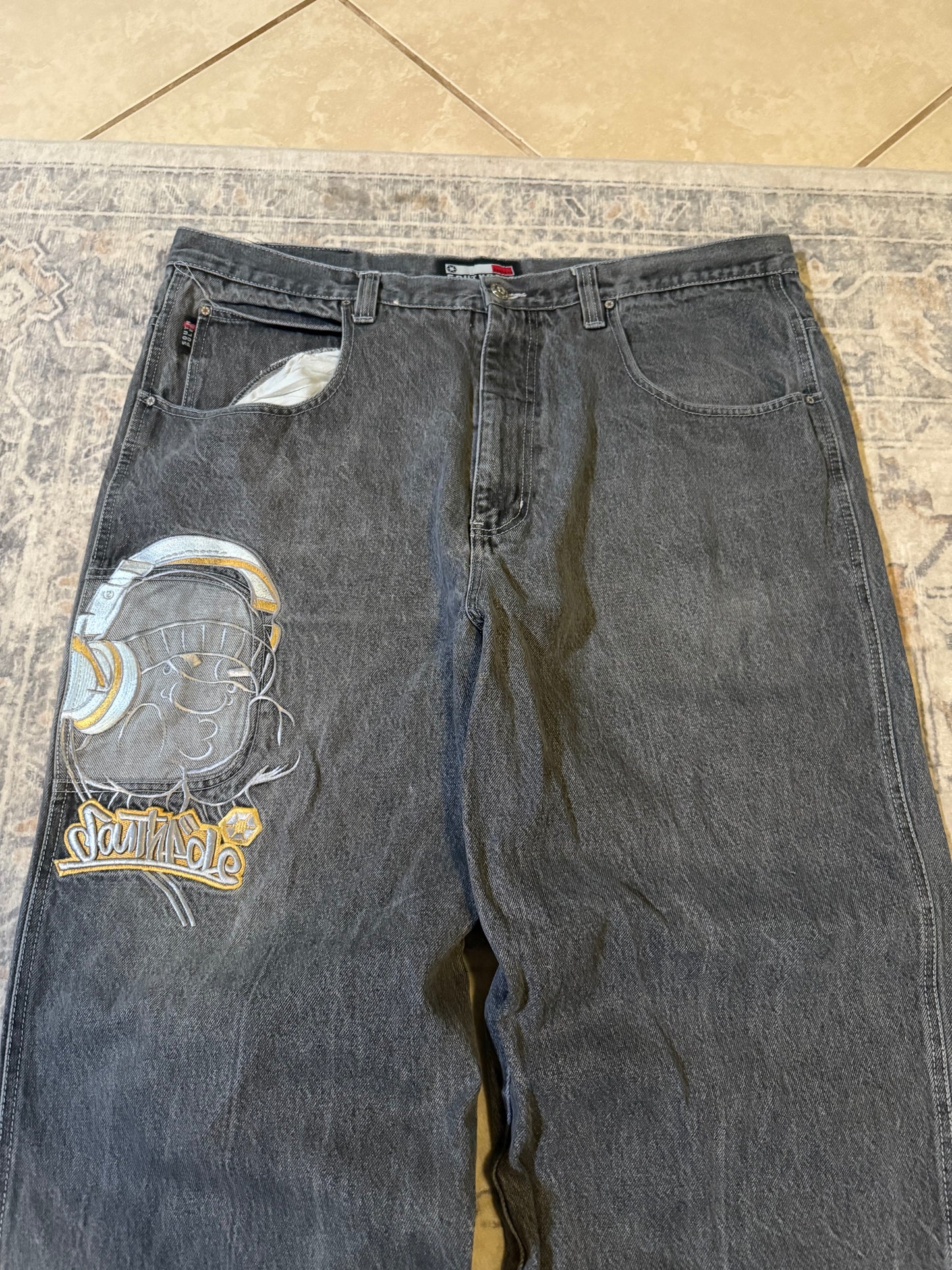 Y2K Baggy *rare* Southpole DJ Embroidered Denim Skate Jeans grunge - 42x30