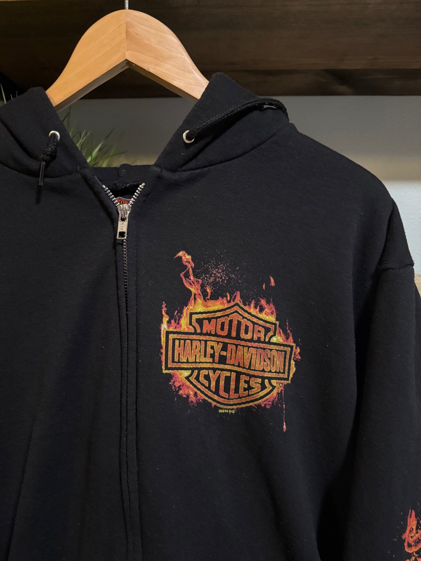 VTG Y2K Harley Davidson Flame Zip-Up hoodie - XL