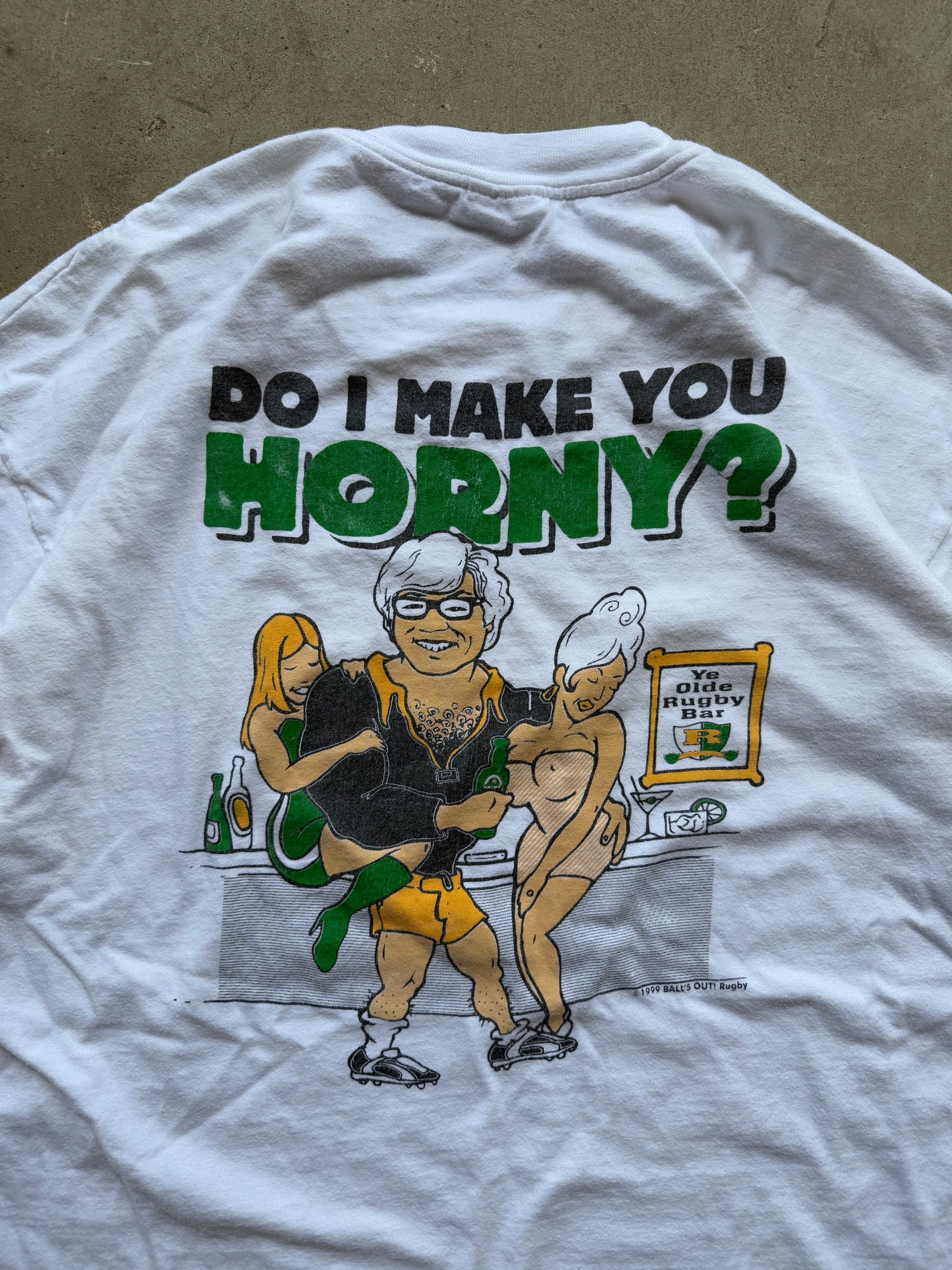 90’s Rugby “Do I make you Horny” Tee - XL