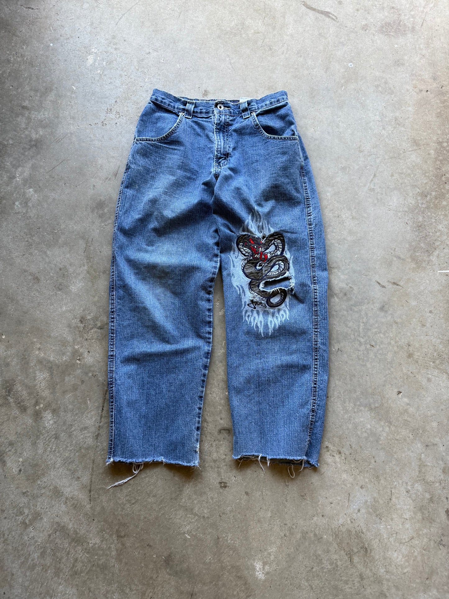 Y2K Jnco Snake Embroidery Jeans - 18