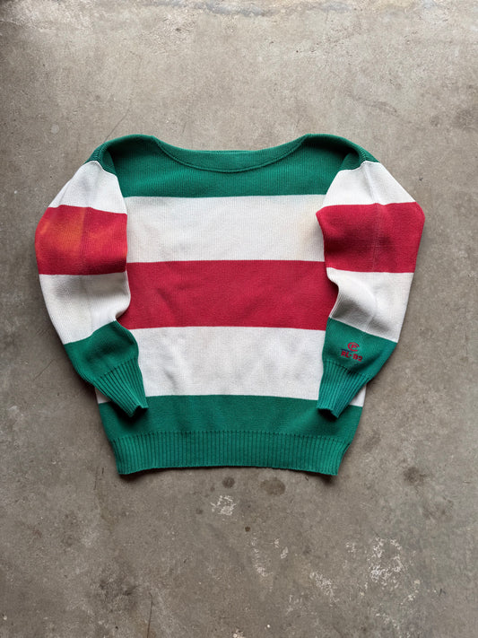 1992 Polo border cotton knit Sweater - M