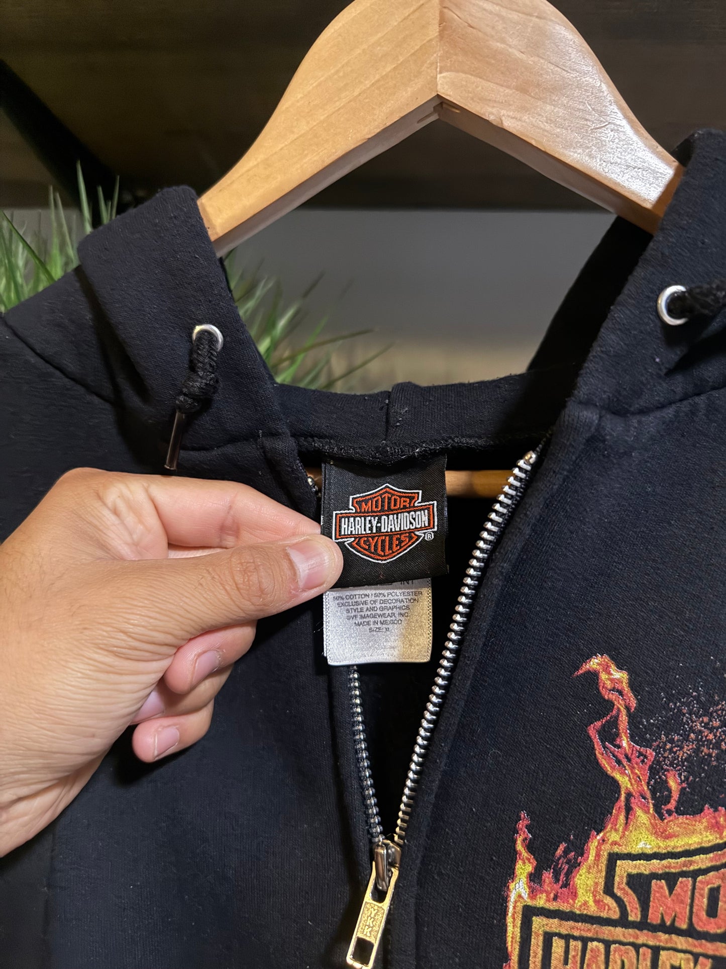 VTG Y2K Harley Davidson Flame Zip-Up hoodie - XL